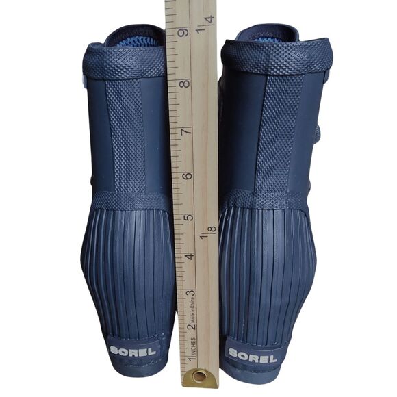 NWOT SOREL Joan Rain Ankle Wedge Boot Navy Blue Rubber Waterproof Women's Size 9 - Picture 8 of 16